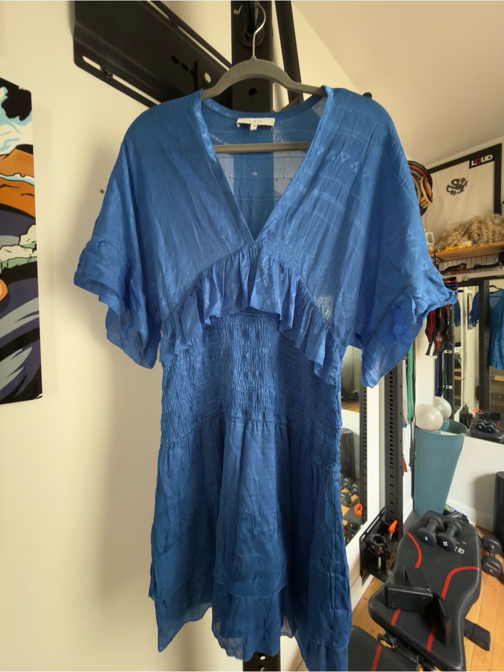 IRO Blue Ruffled V-Neck Tunic - Picture 3 of 5